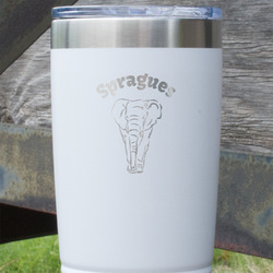 Elephant 20 oz Stainless Steel Tumbler - White - Single Sided (Personalized)