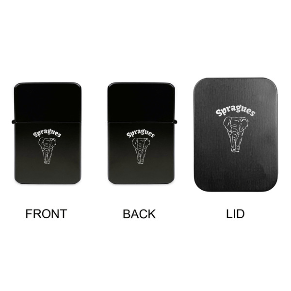Elephant Windproof Lighters - Black, Double Sided, w Lid - APPROVAL