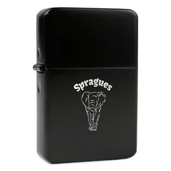 Elephant Windproof Lighter - Black - Single Sided & Lid Engraved (Personalized)