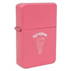 Elephant Windproof Lighter - Pink - Single Sided & Lid Engraved (Personalized)