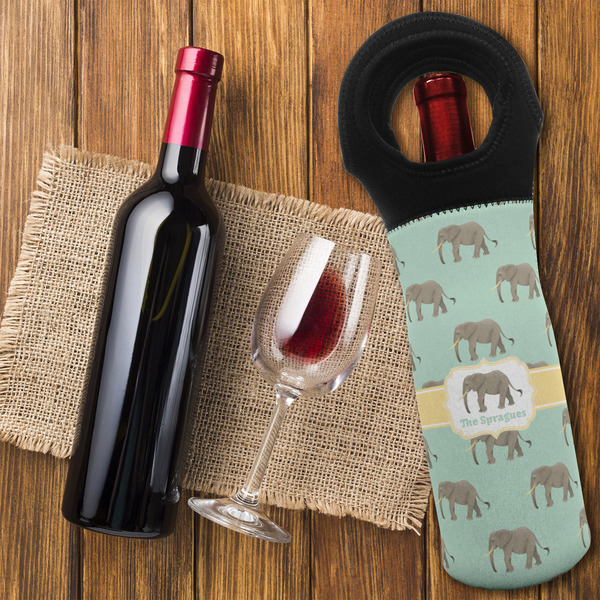Elephant Wine Tote Bag - FLATLAY