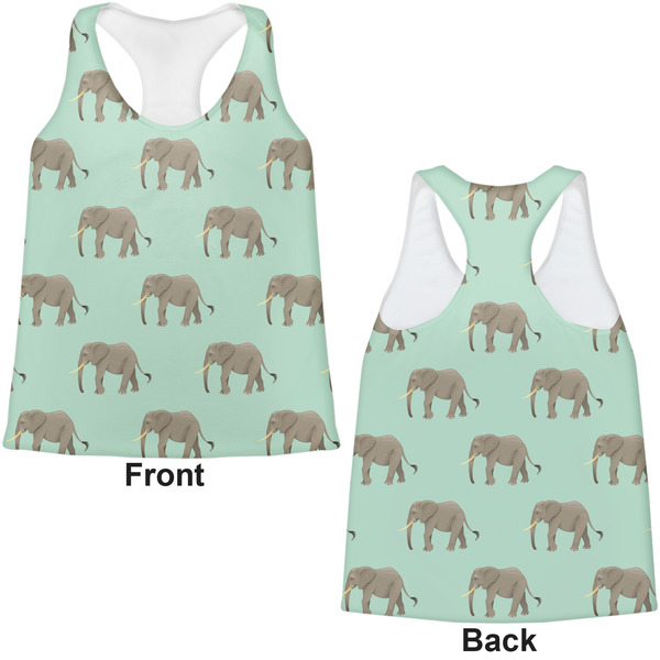 Elephant Womens Racerback Tank Tops - Medium - Front and Back