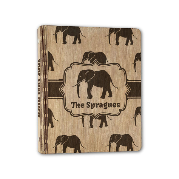 Custom Elephant Wood 3-Ring Binder - 1" Half-Letter Size (Personalized)