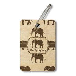 Elephant Wood Luggage Tag - Rectangle (Personalized)
