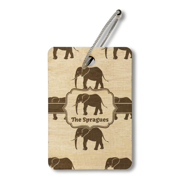 Custom Elephant Wood Luggage Tag - Rectangle (Personalized)