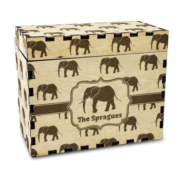Custom Elephant Wood Recipe Box - Laser Engraved (Personalized)