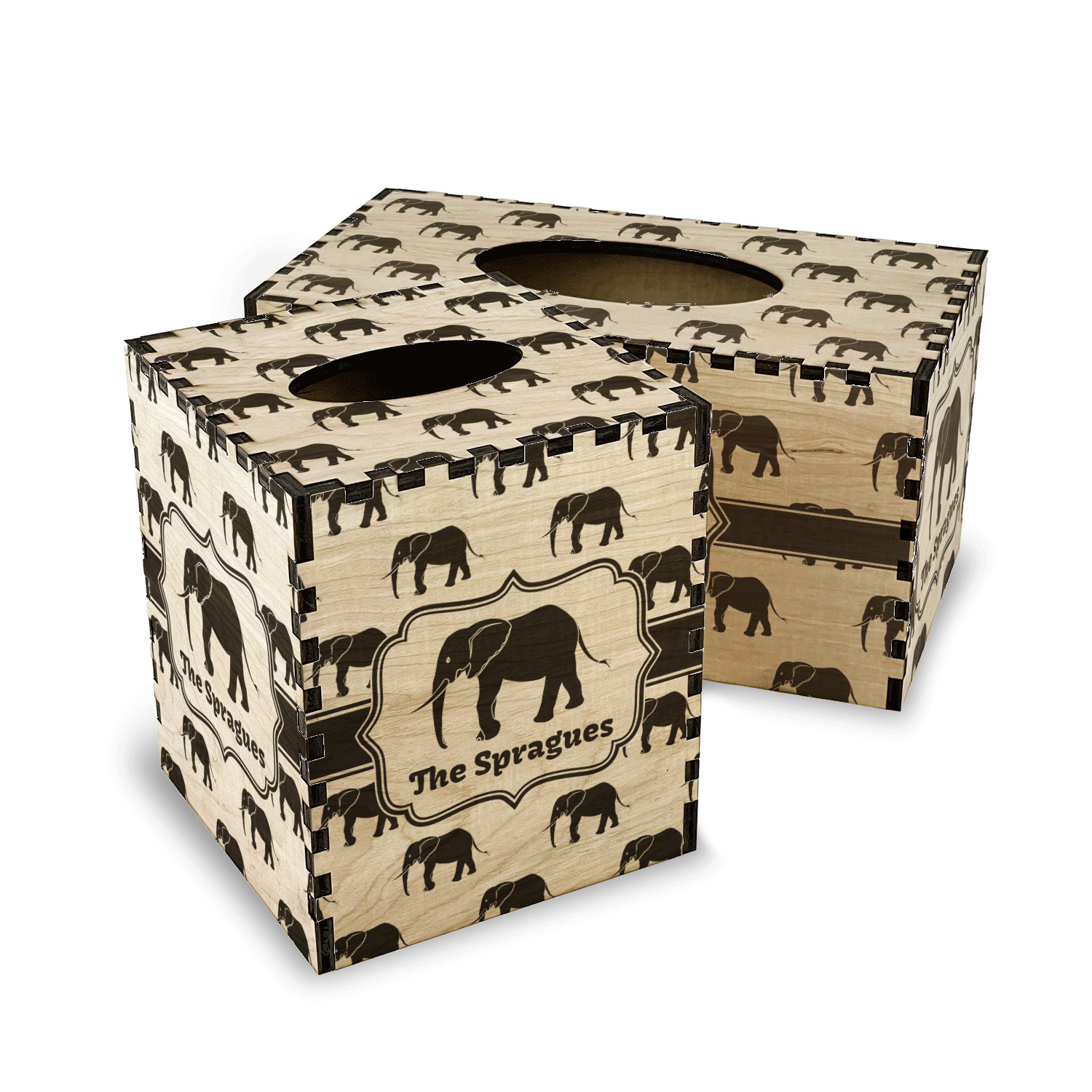 Elephant Tissue Box Cover wooden handmade 
