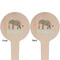 Elephant Wooden 4" Food Pick - Round - Double Sided - Front & Back