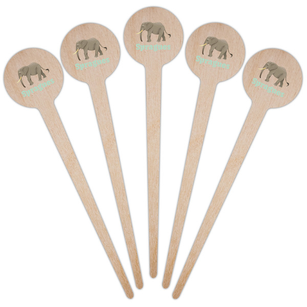 Elephant Wooden 4" Food Pick - Round - Fan View