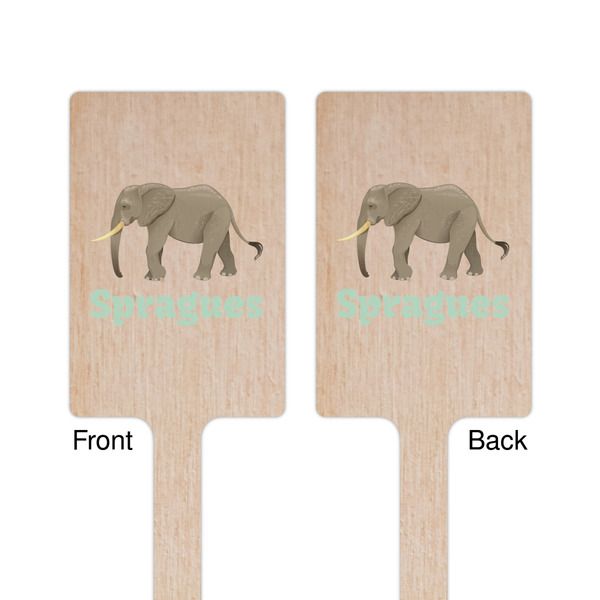 Elephant Wooden 6.25" Stir Stick - Rectangular - Double Sided - Front & Back