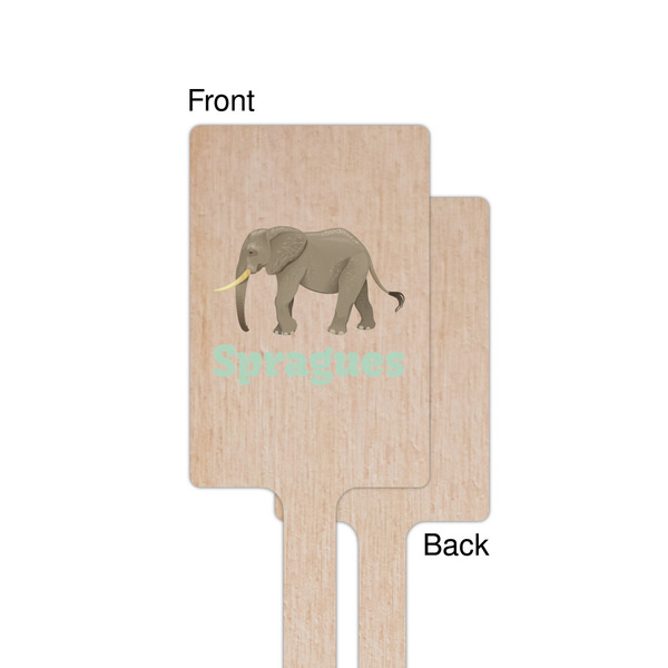 Elephant Wooden 6.25" Stir Stick - Rectangular - Single - Front & Back