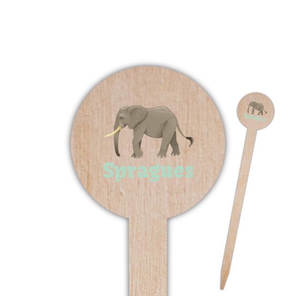 Custom Elephant 6" Round Wooden Food Picks - Single Sided (Personalized)