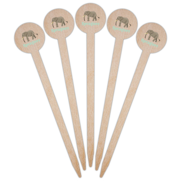 Elephant Wooden 6" Food Pick - Round - Fan View