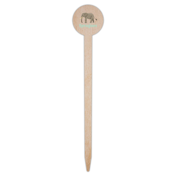 Elephant Wooden 6" Food Pick - Round - Single Pick