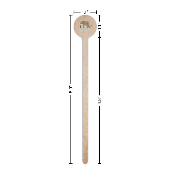Elephant Wooden 6" Stir Stick - Round - Dimensions