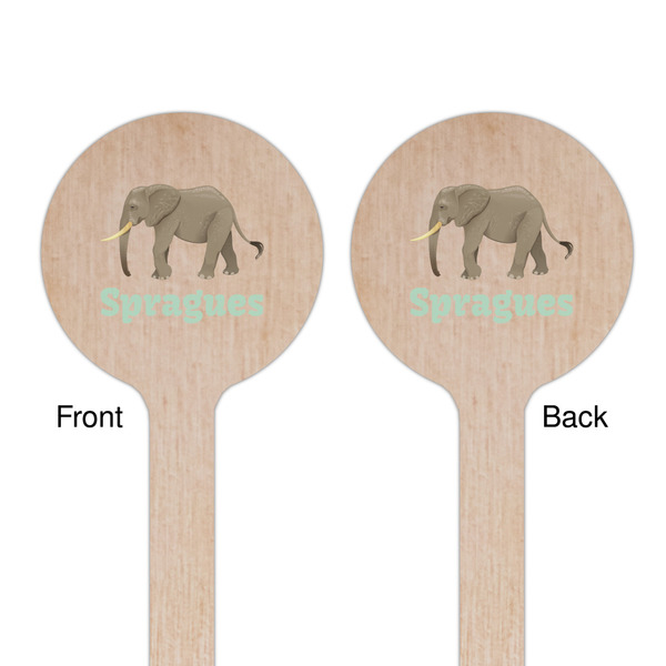 Elephant Wooden 7.5" Stir Stick - Round - Double Sided - Front & Back