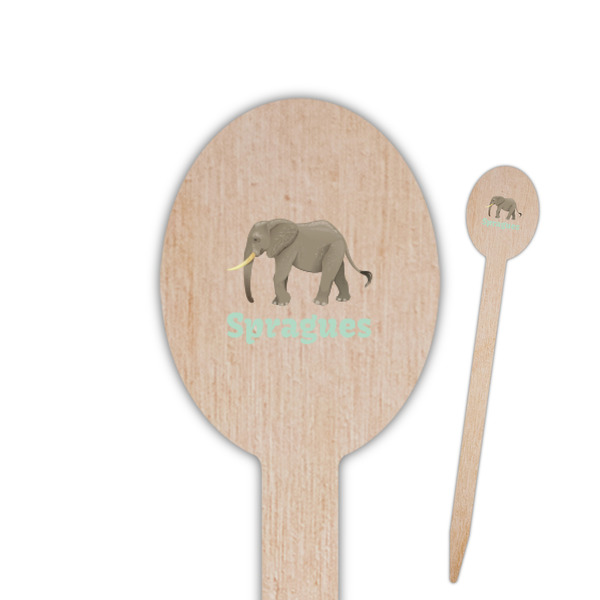Custom Elephant Oval Wooden Food Picks (Personalized)