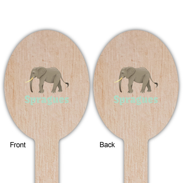 Elephant Wooden Food Pick - Oval - Double Sided - Front & Back