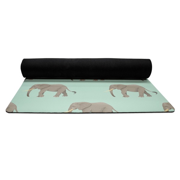 Elephant Yoga Mat Rolled up Black Rubber Backing