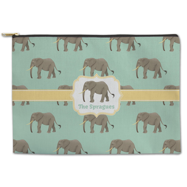 Custom Elephant Zipper Pouch - Large - 12.5"x8.5" (Personalized)
