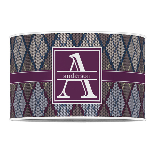 Knit Argyle 12" Drum Lampshade - FRONT (Poly Film)