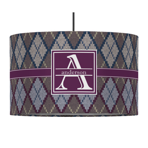 Custom Knit Argyle 12" Drum Pendant Lamp - Fabric (Personalized)