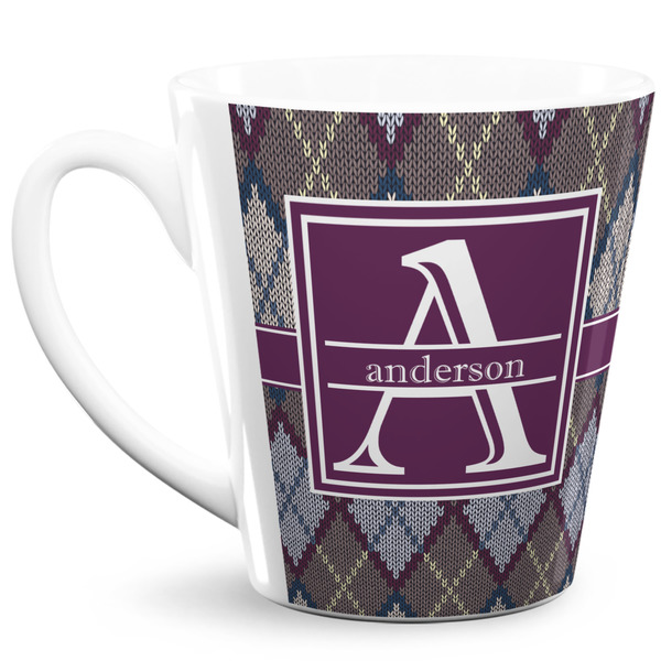 Custom Knit Argyle 12 Oz Latte Mug (Personalized)