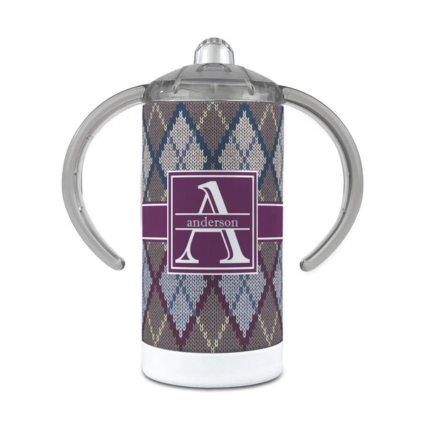 Custom Knit Argyle 12 oz Stainless Steel Sippy Cup (Personalized)