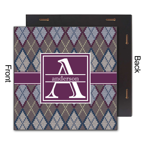 Knit Argyle 12x12 Wood Print - Front & Back View