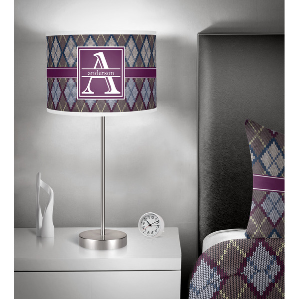 Knit Argyle 13 inch drum lamp shade - in room