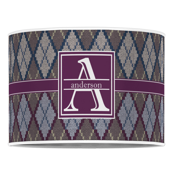 Knit Argyle 16" Drum Lampshade - FRONT (Poly Film)