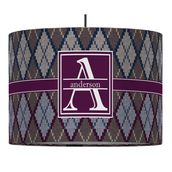 Custom Knit Argyle 16" Drum Pendant Lamp - Fabric (Personalized)