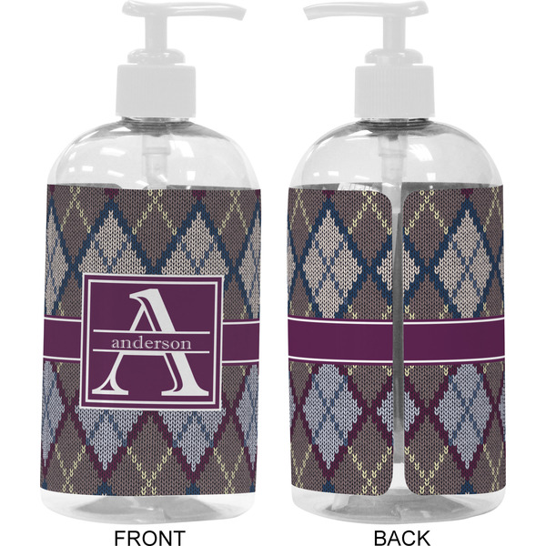 Knit Argyle 16 oz Plastic Liquid Dispenser- Approval- White
