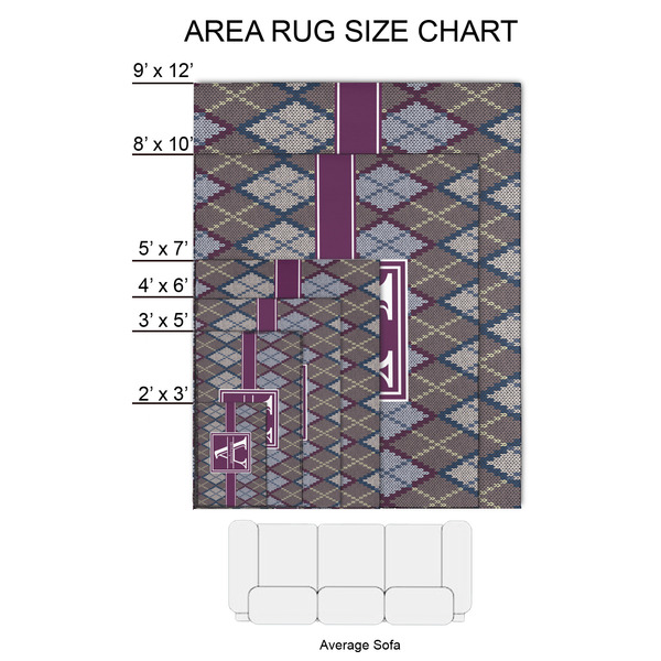 Knit Argyle 2'x3' Indoor Area Rugs - Size Chart