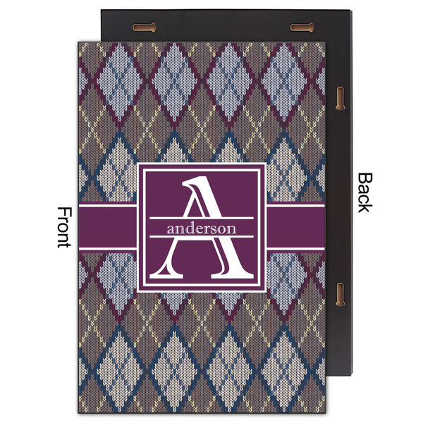 Knit Argyle 20x30 Wood Print - Front & Back View