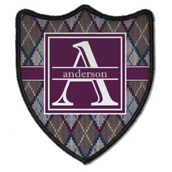 Knit Argyle Iron On Shield Patch B w/ Name and Initial