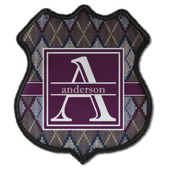 Knit Argyle Iron On Shield Patch C w/ Name and Initial