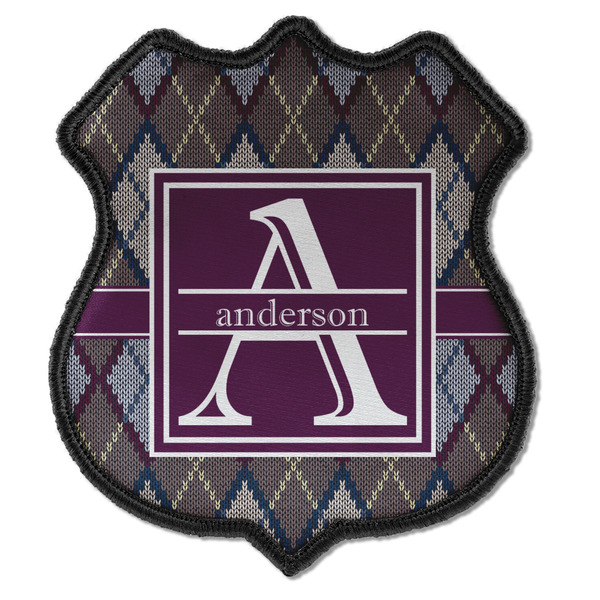Custom Knit Argyle Iron On Shield Patch C w/ Name and Initial