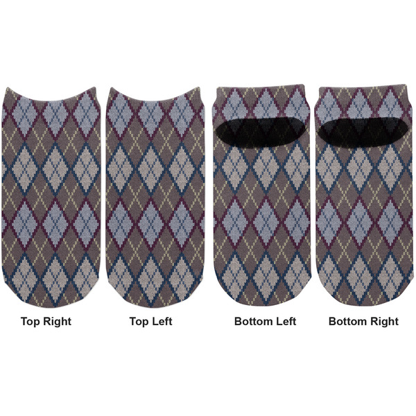Knit Argyle Adult Ankle Socks - Double Pair - Front and Back - Apvl