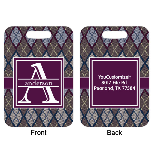 Knit Argyle Aluminum Luggage Tag (Front + Back)