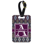 Knit Argyle Metal Luggage Tag w/ Name and Initial