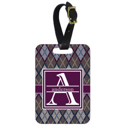 Knit Argyle Metal Luggage Tag w/ Name and Initial