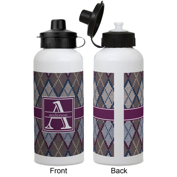 Knit Argyle Aluminum Water Bottle - White APPROVAL