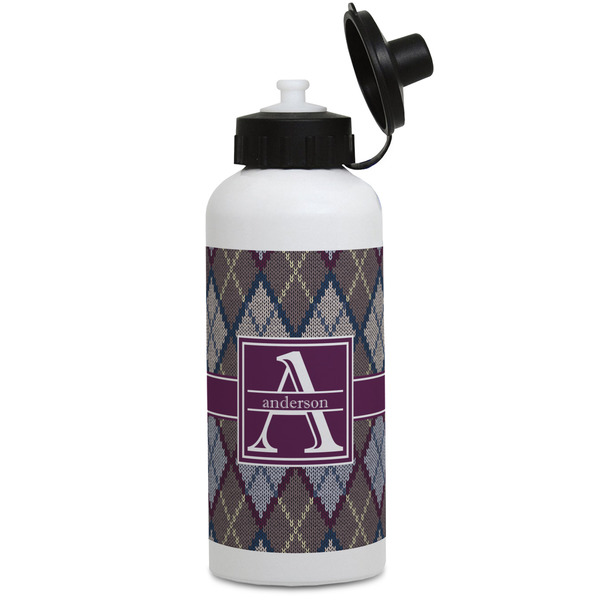 Custom Knit Argyle Water Bottles - Aluminum - 20 oz - White (Personalized)