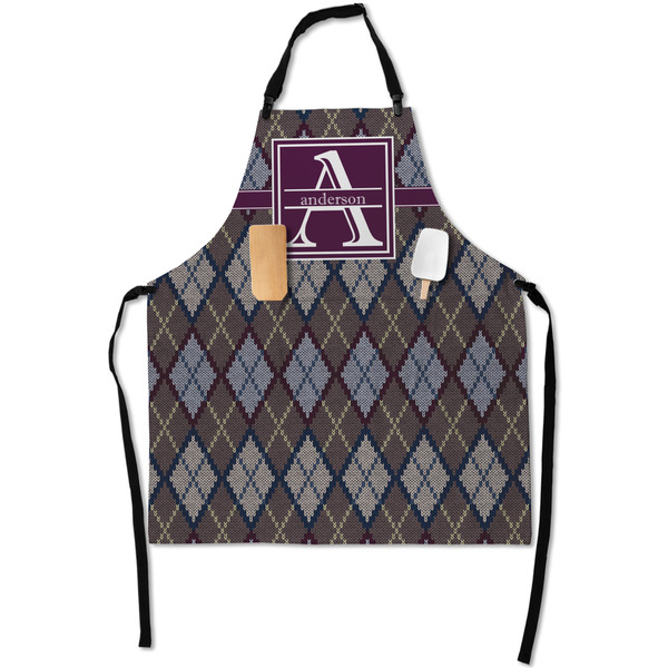 Custom Knit Argyle Apron With Pockets w/ Name and Initial