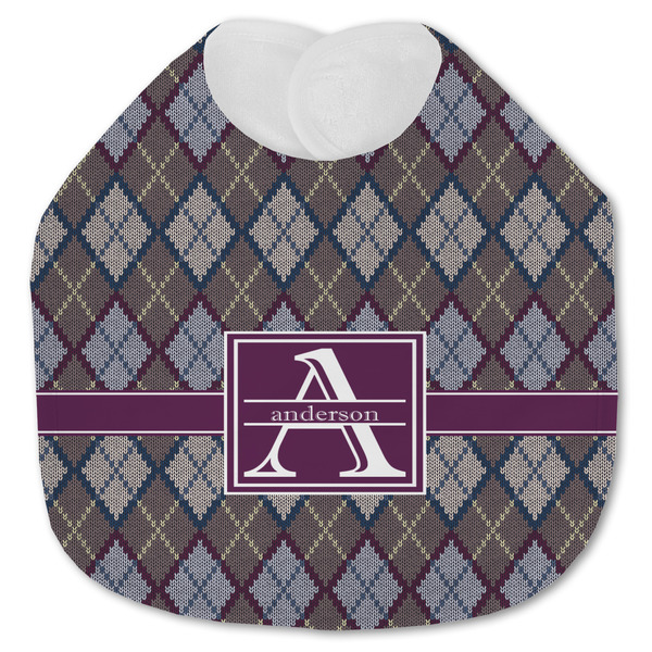 Custom Knit Argyle Jersey Knit Baby Bib w/ Name and Initial