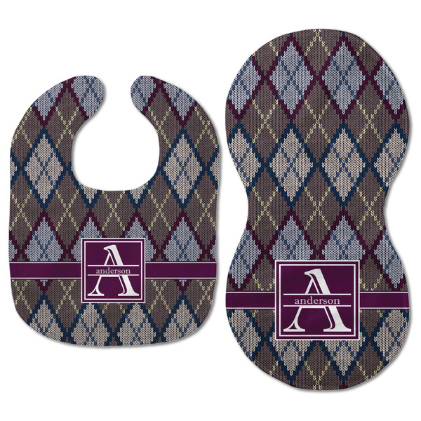 Knit Argyle Baby Bib & Burp Set - Approval (new bib & burp)