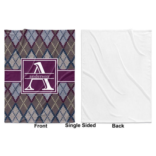 Knit Argyle Baby Blanket (Single Side - Printed Front, White Back)