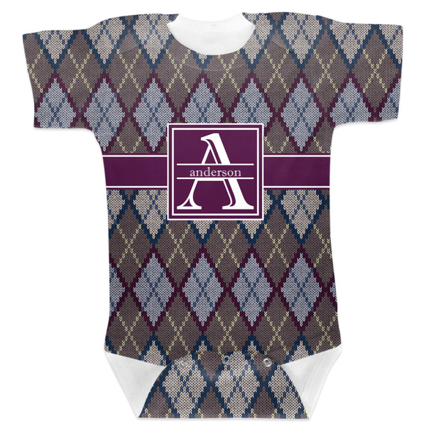 Custom Knit Argyle Baby Bodysuit 12-18 w/ Name and Initial