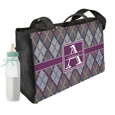 Knit Argyle Diaper Bag w/ Name and Initial